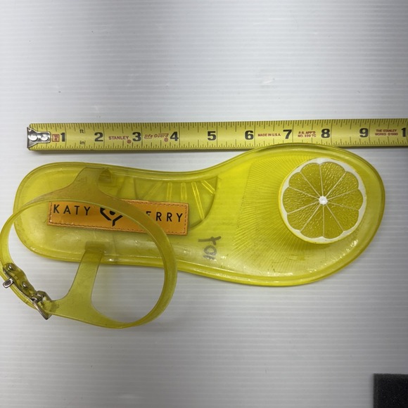 Katy Perry Yellow Lemon Jelly Sandals Womens Size 10 Clear Adjustable Strap - Picture 7 of 8